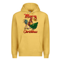 Antique Gold merry christmas chickens Premium Hoodie - RanaPortraitStore