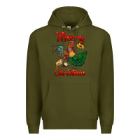 Army Green merry christmas chickens Premium Hoodie - RanaPortraitStore