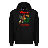 Black merry christmas chickens Premium Hoodie - RanaPortraitStore