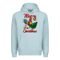 Blue Mist merry christmas chickens Premium Hoodie - RanaPortraitStore