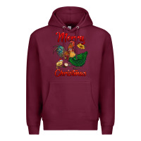 Burgundy merry christmas chickens Premium Hoodie - RanaPortraitStore