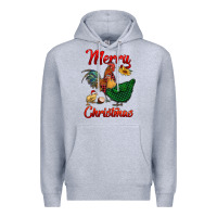 Heather Grey merry christmas chickens Premium Hoodie - RanaPortraitStore