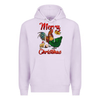Lilac merry christmas chickens Premium Hoodie - RanaPortraitStore
