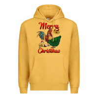 Mustard merry christmas chickens Premium Hoodie - RanaPortraitStore