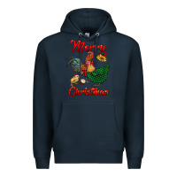 Navy merry christmas chickens Premium Hoodie - RanaPortraitStore