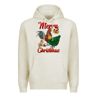 Oatmeal Heather merry christmas chickens Premium Hoodie - RanaPortraitStore