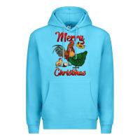 Ocean Blue merry christmas chickens Premium Hoodie - RanaPortraitStore