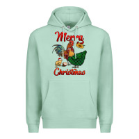 Seafoam merry christmas chickens Premium Hoodie - RanaPortraitStore