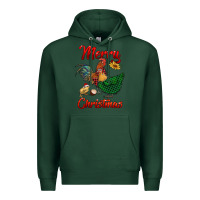 Sports Green merry christmas chickens Premium Hoodie - RanaPortraitStore