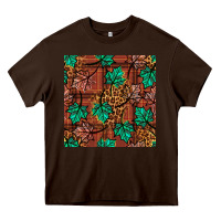 Chocolate Brown fall leaves seamless pattern Heavy Core Tee - BundleAndBundleShop