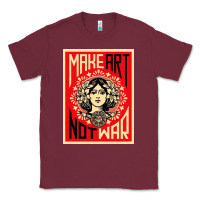 Burgundy make art no war Classic Tee - linhVisuals