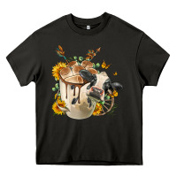 Asphalt Black And White Cow Coffee Heavy Core Tee - FaDigitalArtStudio