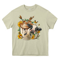 Mossy Black And White Cow Coffee Heavy Core Tee - FaDigitalArtStudio