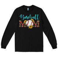 Black western leopard serape wooden sunflowers  turquoise glitter mom baseba Long Sleeve Tee - Artiststas