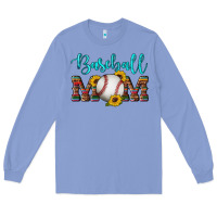Western Leopard Serape Wooden Sunflowers  Turquoise Glitter Mom Baseba Long Sleeve Tee | Teevron