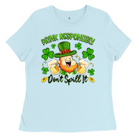 Baby Blue drink responsibly dont spill it Ladies Tee - Artiststas