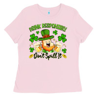 Bubblegum Pink drink responsibly dont spill it Ladies Tee - Artiststas