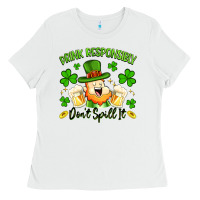 White drink responsibly dont spill it Ladies Tee - Artiststas