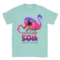Seafoam earth day 50th anniversary pink flamingos sunset silhouette Classic Tee - linhVisuals