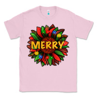 Bubblegum Pink merry christmas with light sunflower bbs Classic Tee - BundleAndBundleShop