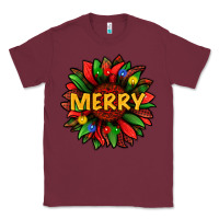 Burgundy merry christmas with light sunflower bbs Classic Tee - BundleAndBundleShop