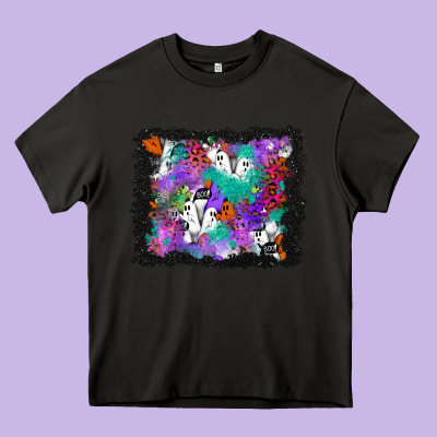 Halloween Ghost And Turquoise Glitter Background Heavy Core Tee Designed By Bundleandbundleshop