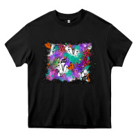 Black halloween ghost and turquoise glitter background Heavy Core Tee - BundleAndBundleShop