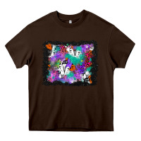 Chocolate Brown halloween ghost and turquoise glitter background Heavy Core Tee - BundleAndBundleShop