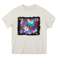 Cream halloween ghost and turquoise glitter background Heavy Core Tee - BundleAndBundleShop