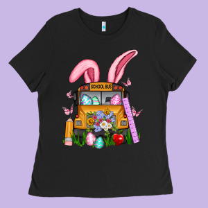 School Bus Easter Ladies Tee Designed By Artiststas