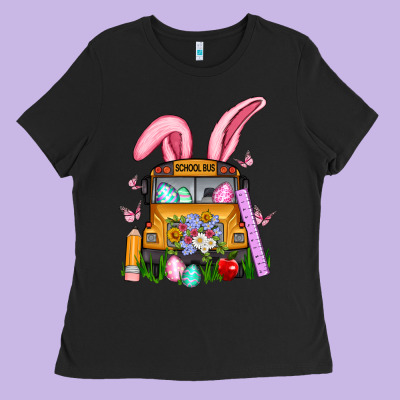 School Bus Easter Ladies Tee Designed By Artiststas