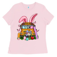 Bubblegum Pink school bus easter Ladies Tee - Artiststas