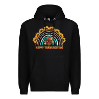 Black happy thanksgiving rainbow Premium Hoodie - BarkalooDesign
