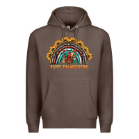 Coffee happy thanksgiving rainbow Premium Hoodie - BarkalooDesign