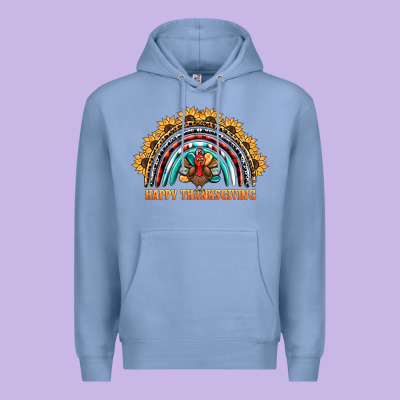 Happy Thanksgiving Rainbow Premium Hoodie Designed By Barkaloodesign