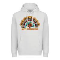Dove Grey happy thanksgiving rainbow Premium Hoodie - BarkalooDesign