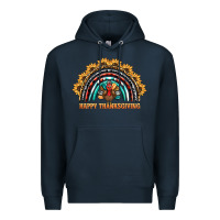 Navy happy thanksgiving rainbow Premium Hoodie - BarkalooDesign
