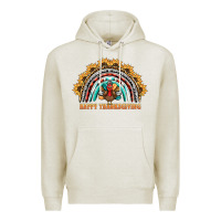 Oatmeal Heather happy thanksgiving rainbow Premium Hoodie - BarkalooDesign