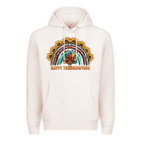 Pale Pink happy thanksgiving rainbow Premium Hoodie - BarkalooDesign