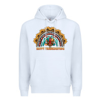 White happy thanksgiving rainbow Premium Hoodie - BarkalooDesign