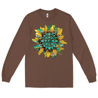 Chestnut sunflower with gemstone and cowhide Long Sleeve Tee - Artiststas