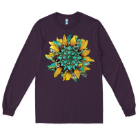 Plum sunflower with gemstone and cowhide Long Sleeve Tee - Artiststas