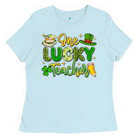 Baby Blue one lucky teacher Ladies Tee - Artiststas