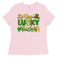 Bubblegum Pink one lucky teacher Ladies Tee - Artiststas