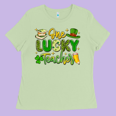 One Lucky Teacher Ladies Tee Designed By Artiststas