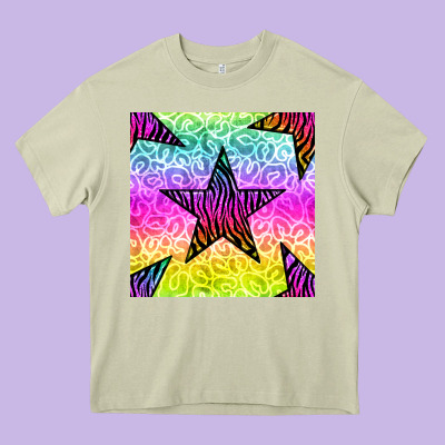 Zebra Glitter Star Seamless Pattern Heavy Core Tee Designed By Bundleandbundleshop