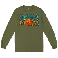 Army Green western leopard camouflage sunflowers glitter mom basketball Long Sleeve Tee - Artiststas