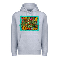 Heather Grey cactus christmas Premium Hoodie - BarkalooDesign