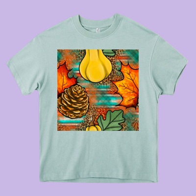 Fall Pumpkins Seamless Pattern Heavy Core Tee Designed By Bundleandbundleshop