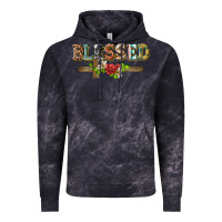 Cloud Black blessed and floral cross Vintage Hoodie - BarkalooDesign